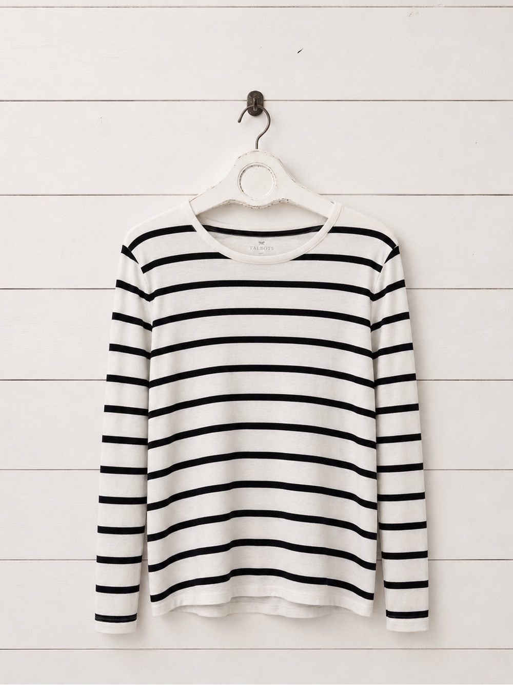 Talbots Striped Long Sleeve Tee - Black & Beige